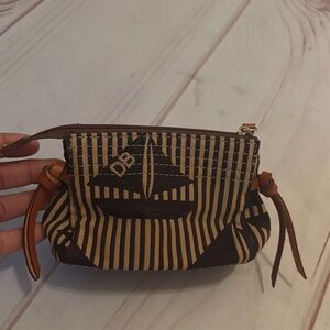 Dooney and Bourke stripe makeup bag good condition nautical boat theme fall boho